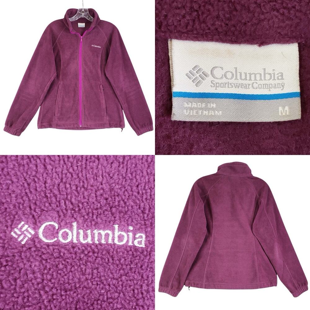 Columbia Jacket Womens Medium Magenta Softshell Full Zip Fleece Medium